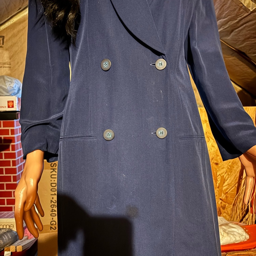 Women’s Hugo Buscati Milano Elegant Navy Blue Double-Breasted Blazer Dress 10